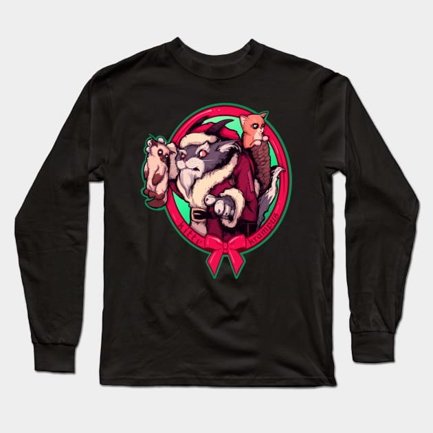 Kitty Krampus Long Sleeve T-Shirt by LVBart